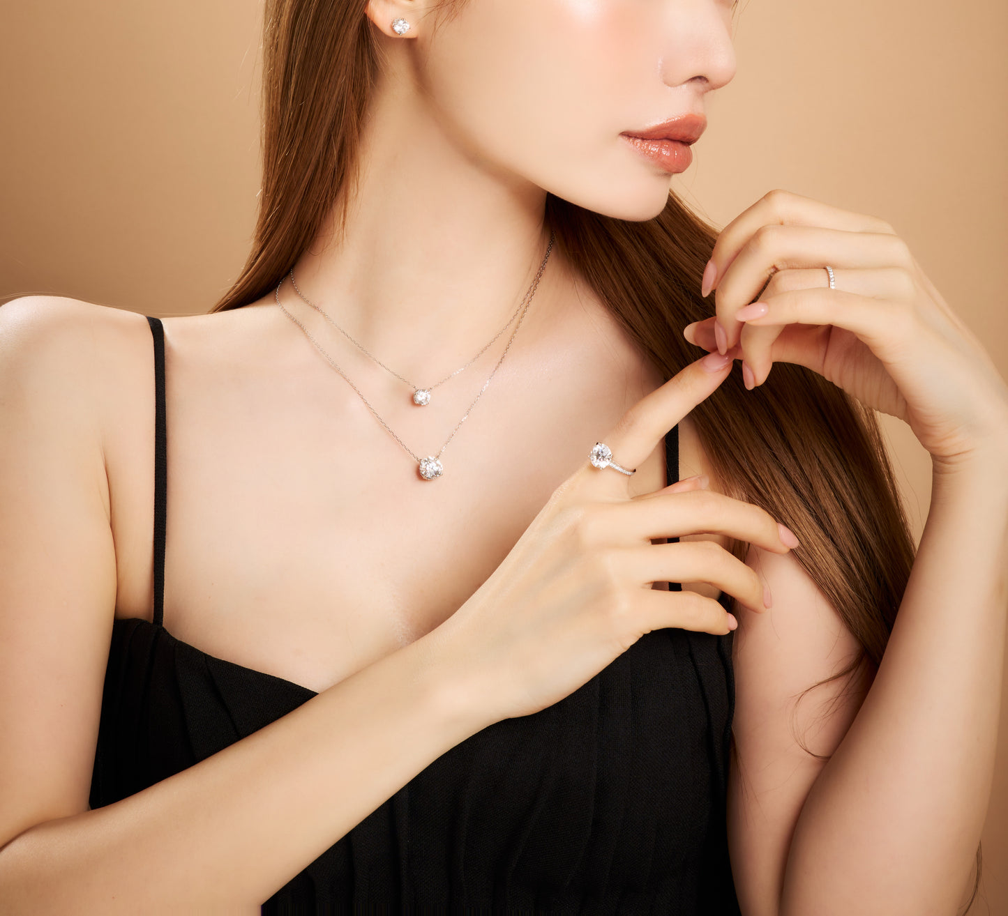 ３ctダイヤモンド／ラウンドネックレス